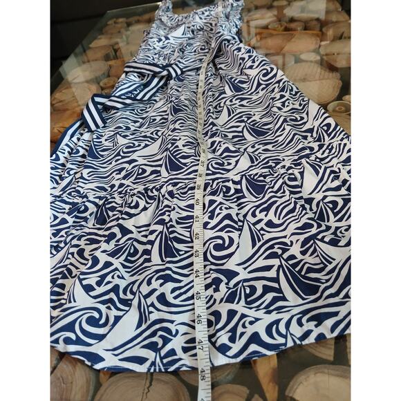 Vineyard Vines Target sailboat dress ruffle blue white midi maxi Small - Picture 5 of 10